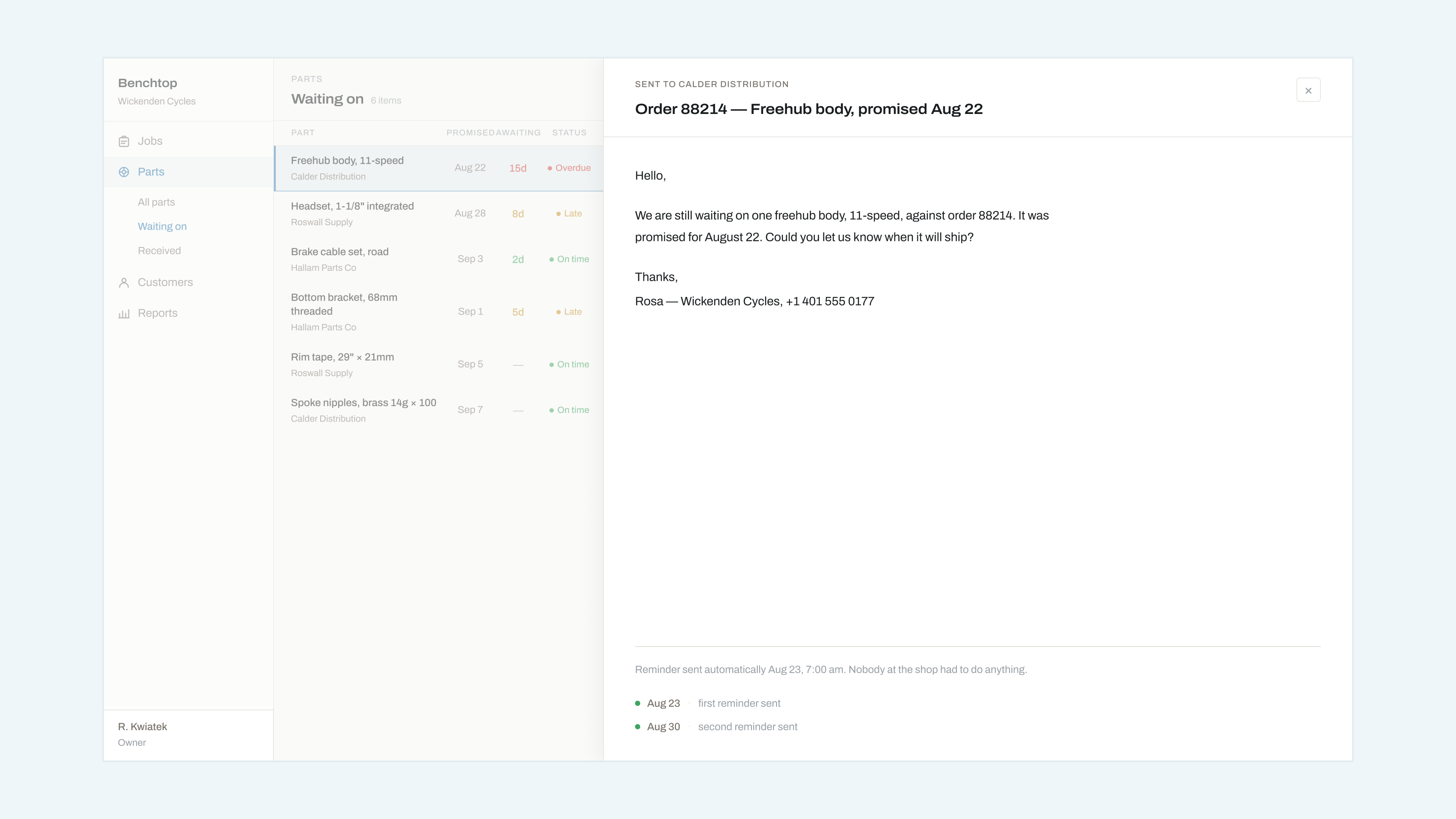 Partswatch now chases suppliers